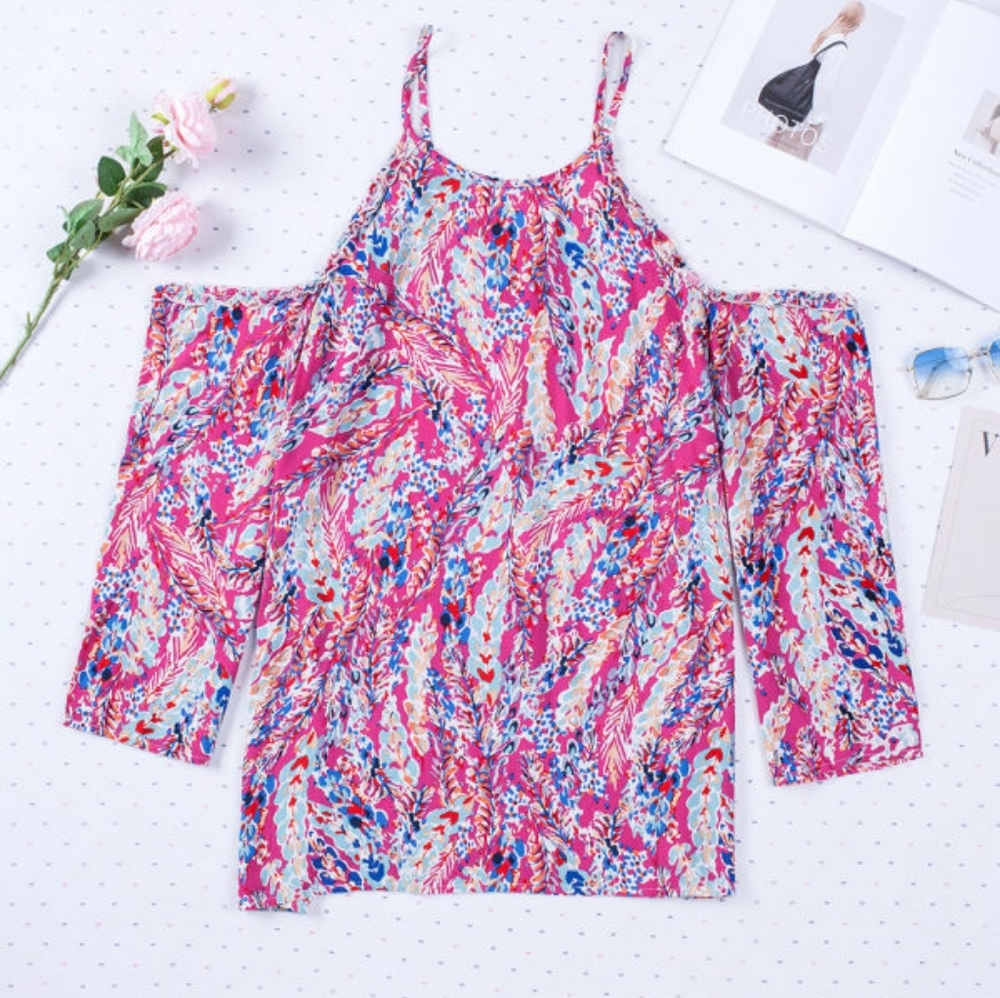 Floral Print Cold Shoulder - Picture 4 of 6